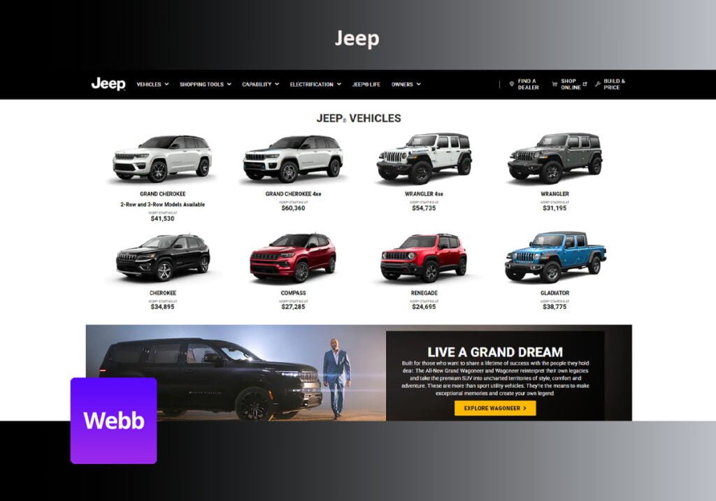 Mẫu thiết kế web Jeep