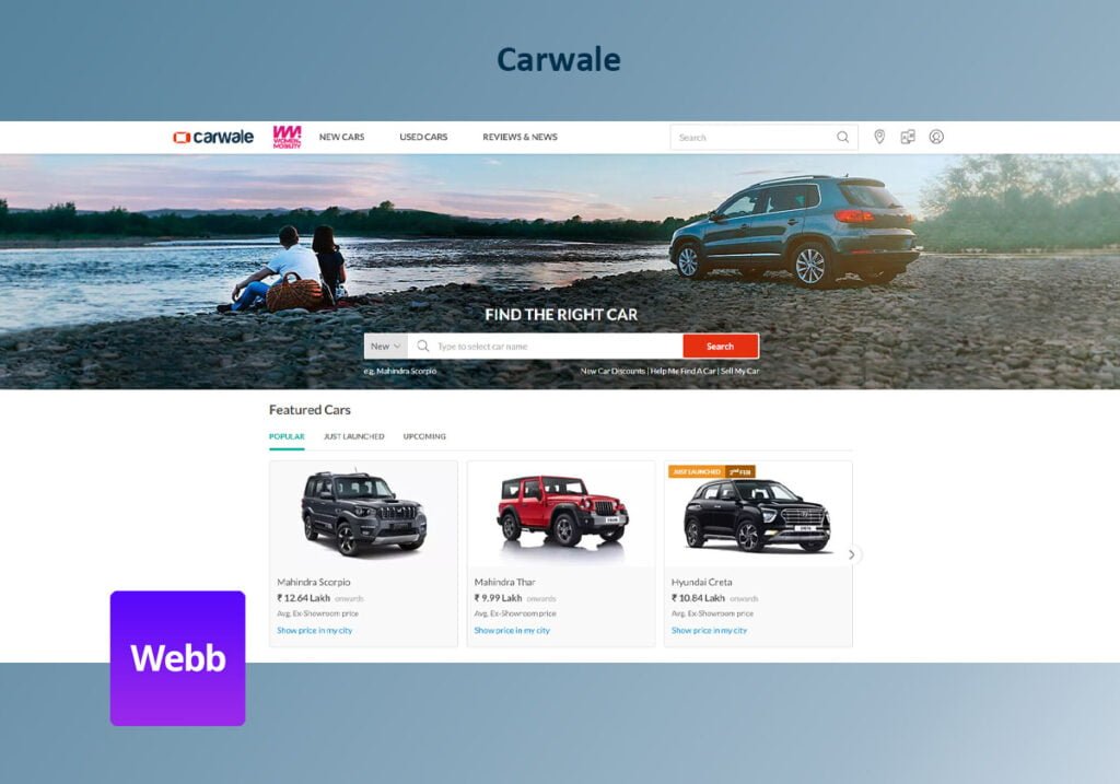 Mẫu thiết kế web Carwale