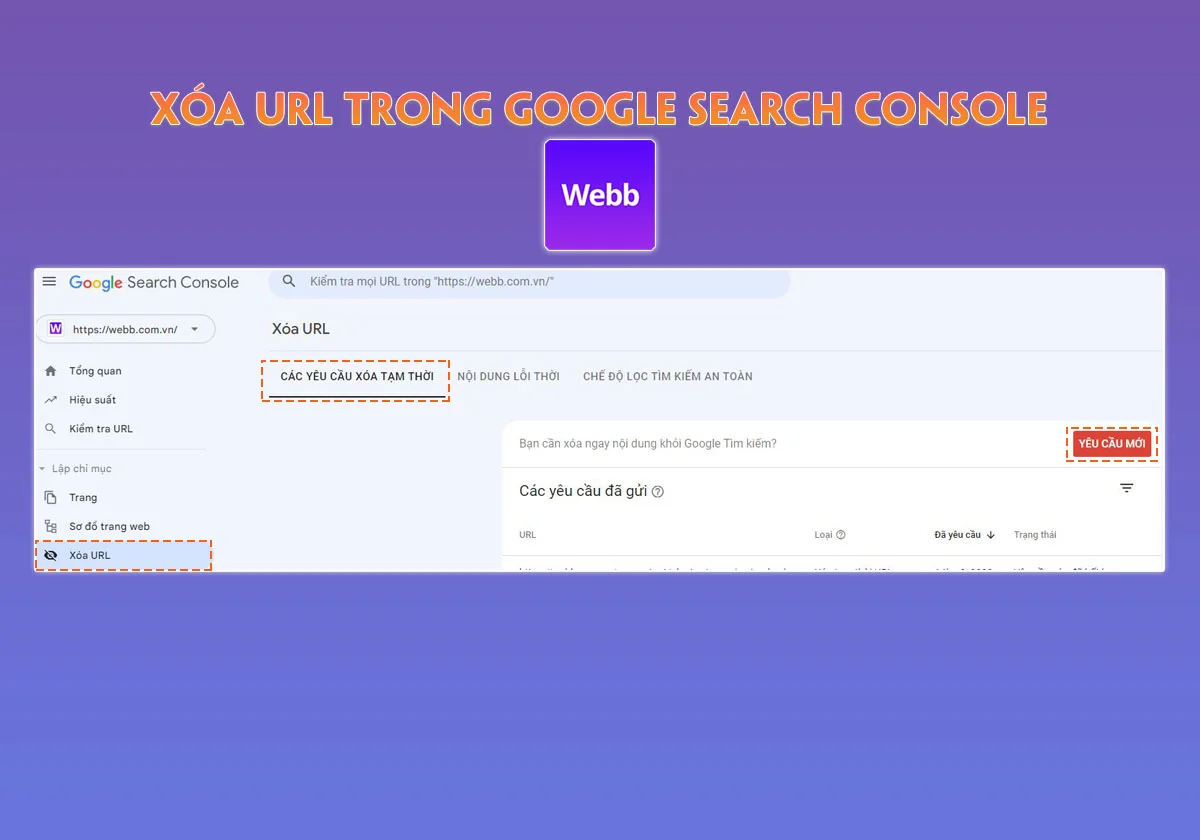 Xóa URL trong Google Search Console